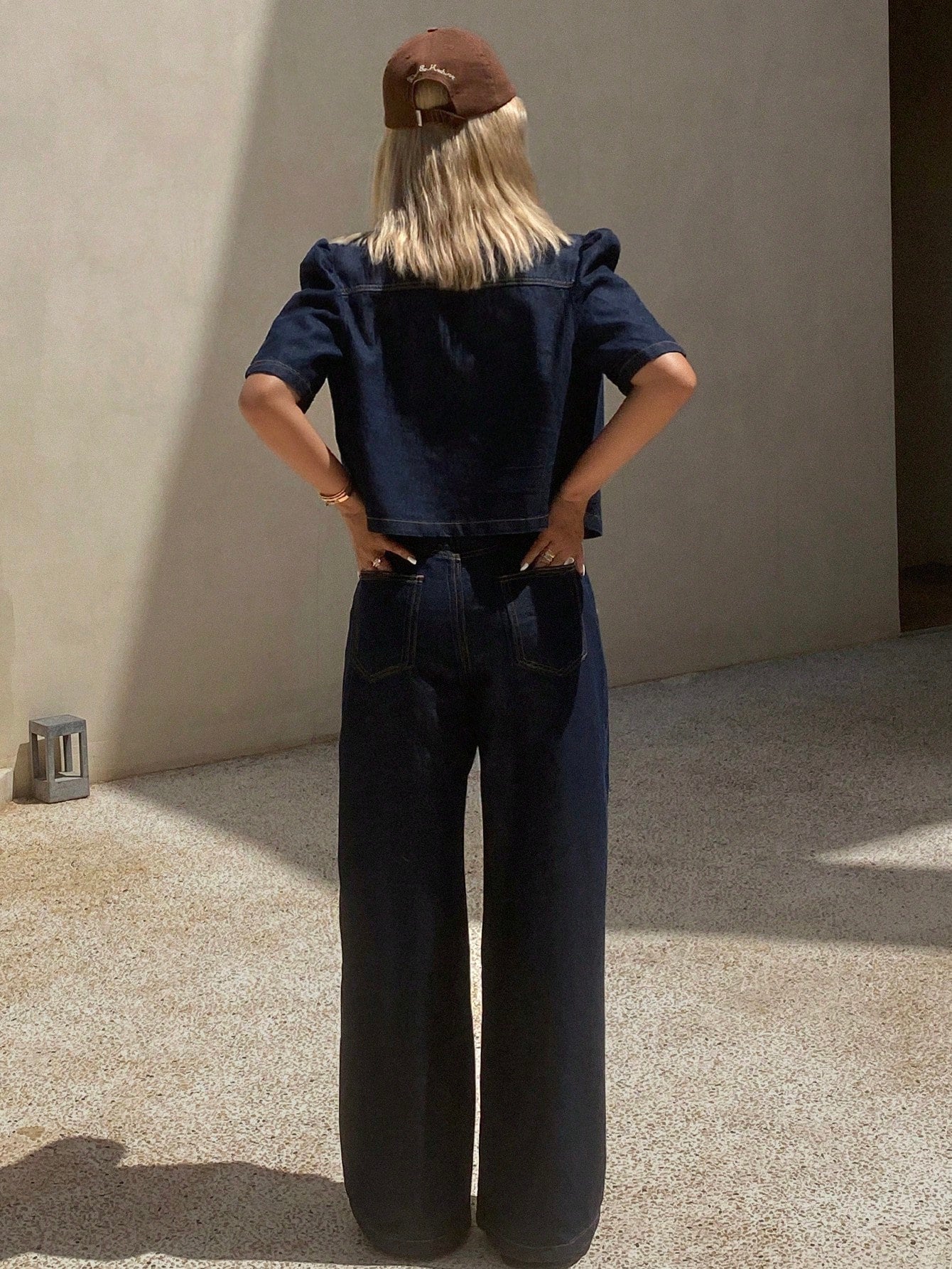 Livesso Novo Conjunto Denim Casual Solto de Verão para Mulheres