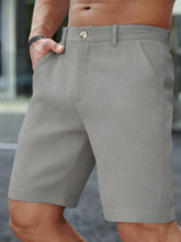 Manfinity Homme Shorts Masculina de Verão Casual, Cor Sólida, Textura Waffle, Bolso Diagonal