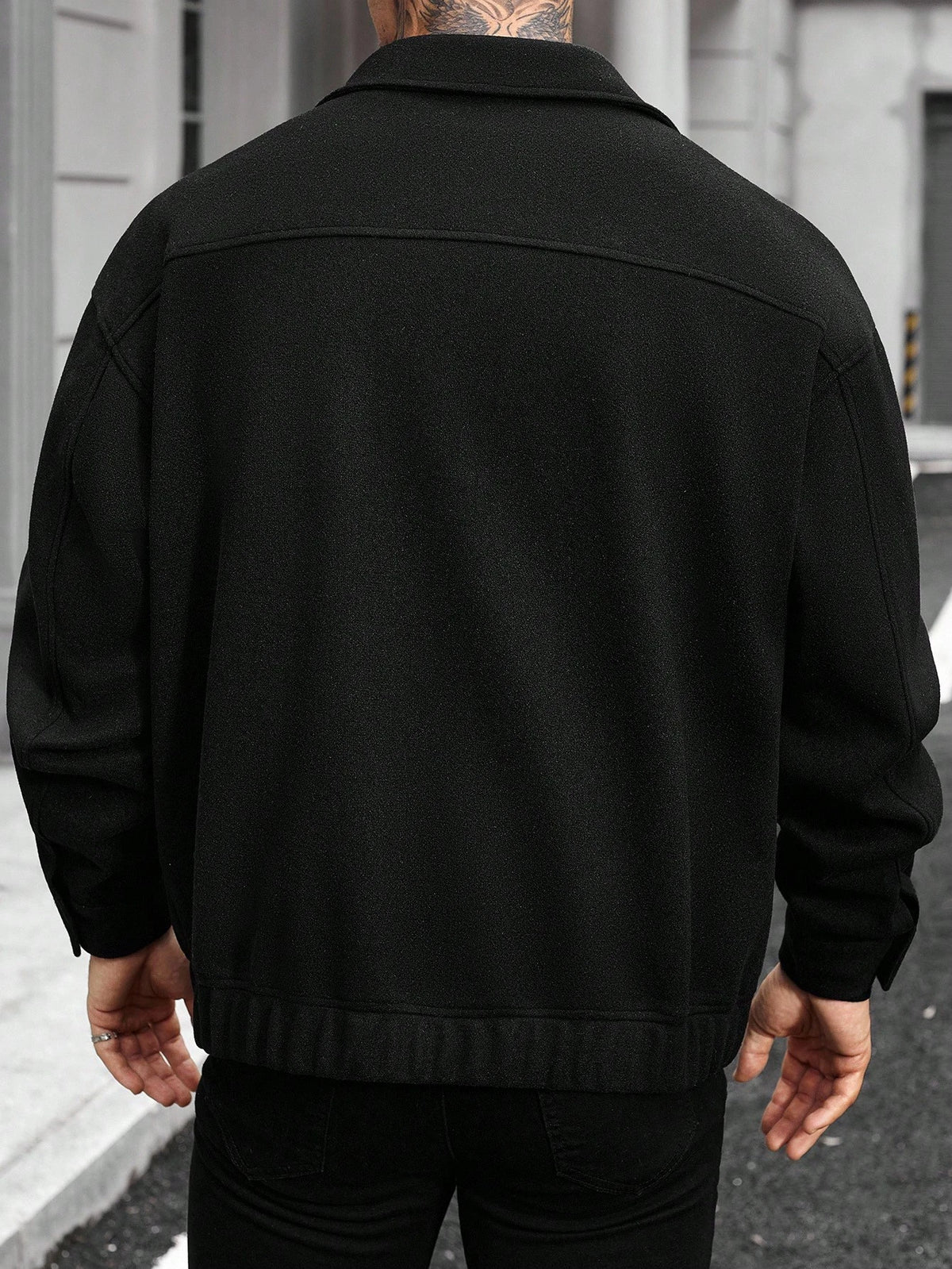 Manfinity Homme Jaqueta Casual Masculina de Manga Longa com Botões, Mistura de Lã, Outono/Inverno