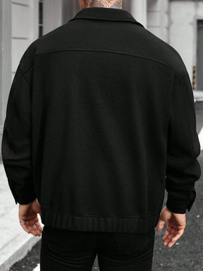 Manfinity Homme Jaqueta Casual Masculina de Manga Longa com Botões, Mistura de Lã, Outono/Inverno