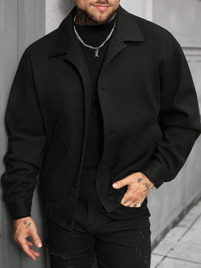 Manfinity Homme Jaqueta Casual Masculina de Manga Longa com Botões, Mistura de Lã, Outono/Inverno