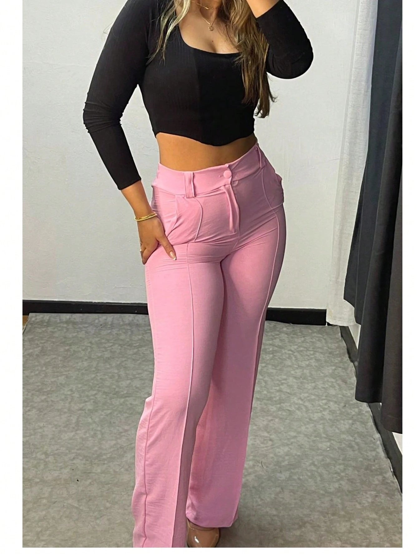 CALÇA PANTALONA NO TECIDO DUNA