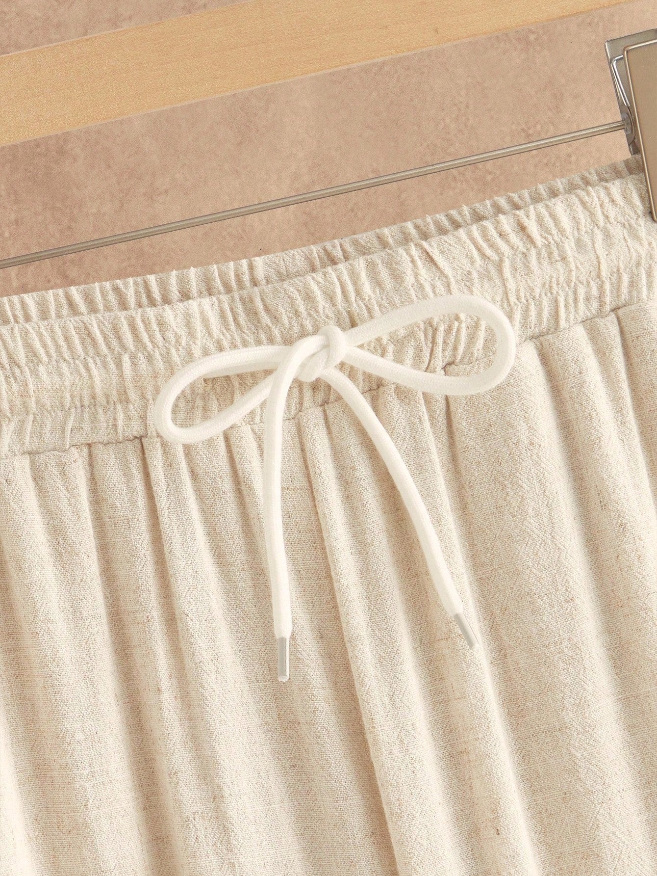 HIMLAND Conjunto de Camisa Listrada Casual e Calça de Cor Sólida em Flanela de Linho Estilo Japonês, Roupas Confortáveis