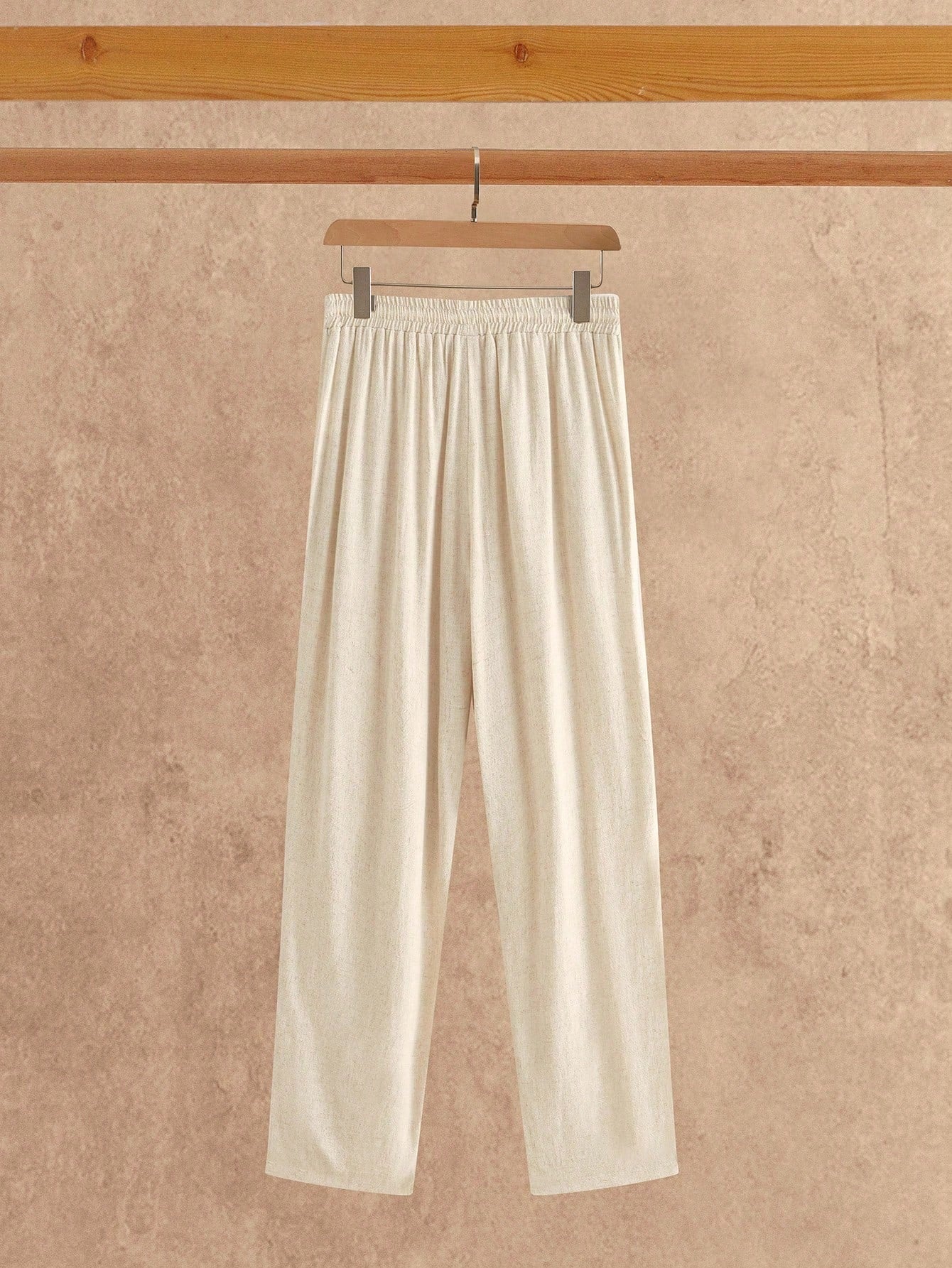 HIMLAND Conjunto de Camisa Listrada Casual e Calça de Cor Sólida em Flanela de Linho Estilo Japonês, Roupas Confortáveis