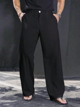 Manfinity Homme Calças Casuais Soltas de Perna Reta Leves e Macias para Verão e Outono