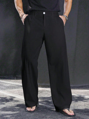 Manfinity Homme Calças Casuais Soltas de Perna Reta Leves e Macias para Verão e Outono