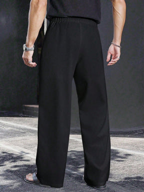 Manfinity Homme Calças Casuais Soltas de Perna Reta Leves e Macias para Verão e Outono