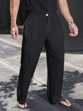 Manfinity Homme Calças Casuais Soltas de Perna Reta Leves e Macias para Verão e Outono