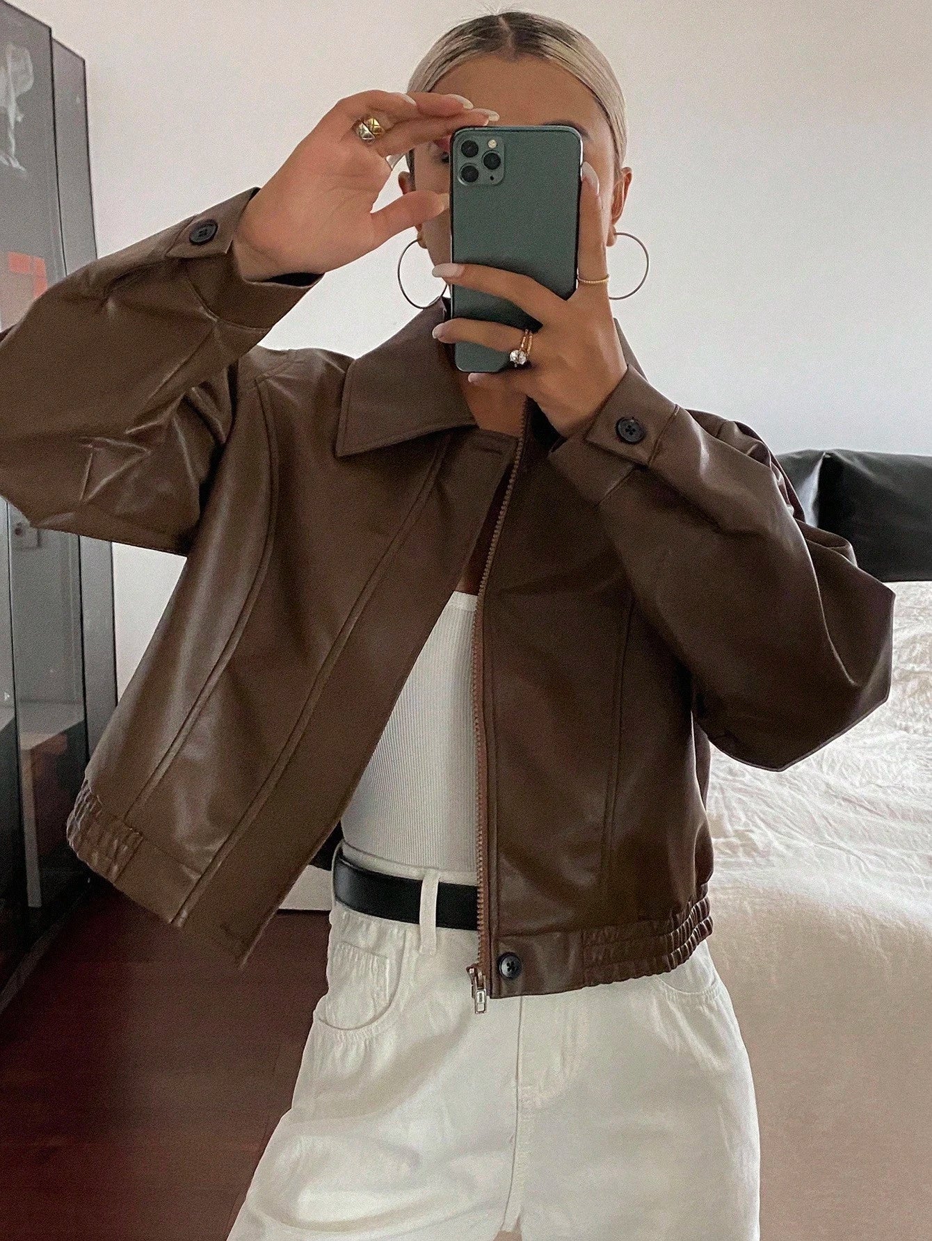 Livesso Jaqueta Casual Feminina de Cor Sólida, Outono