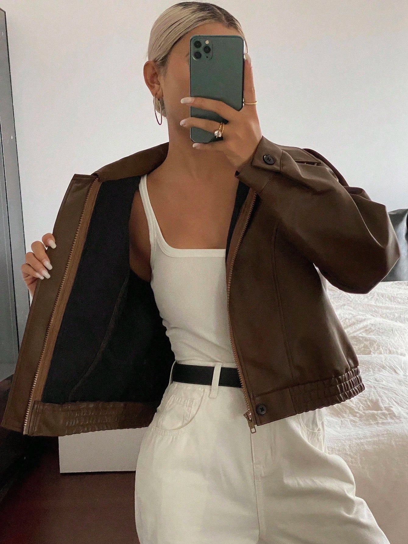 Livesso Jaqueta Casual Feminina de Cor Sólida, Outono