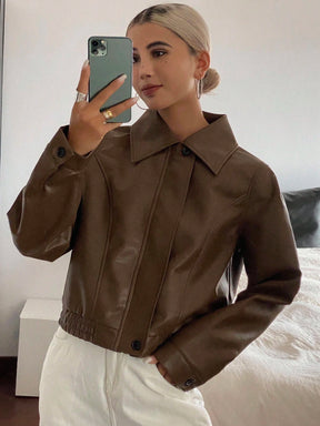 Livesso Jaqueta Casual Feminina de Cor Sólida, Outono