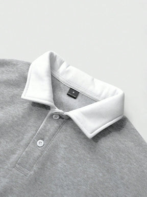 Manfinity Hypemode Moletom Masculino de Ajuste Folgado com Gola Polo em Contraste de Manga Longa, Outono/Inverno