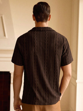 HIMLAND Camisa Casual Masculina de Cor Sólida e Textura, Old Money