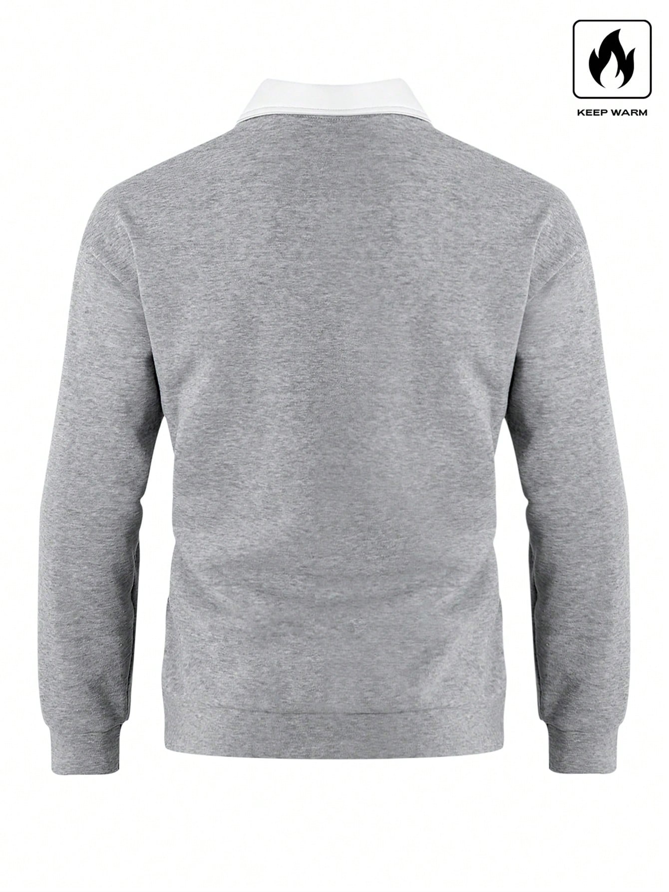 Manfinity Hypemode Moletom Masculino de Ajuste Folgado com Gola Polo em Contraste de Manga Longa, Outono/Inverno