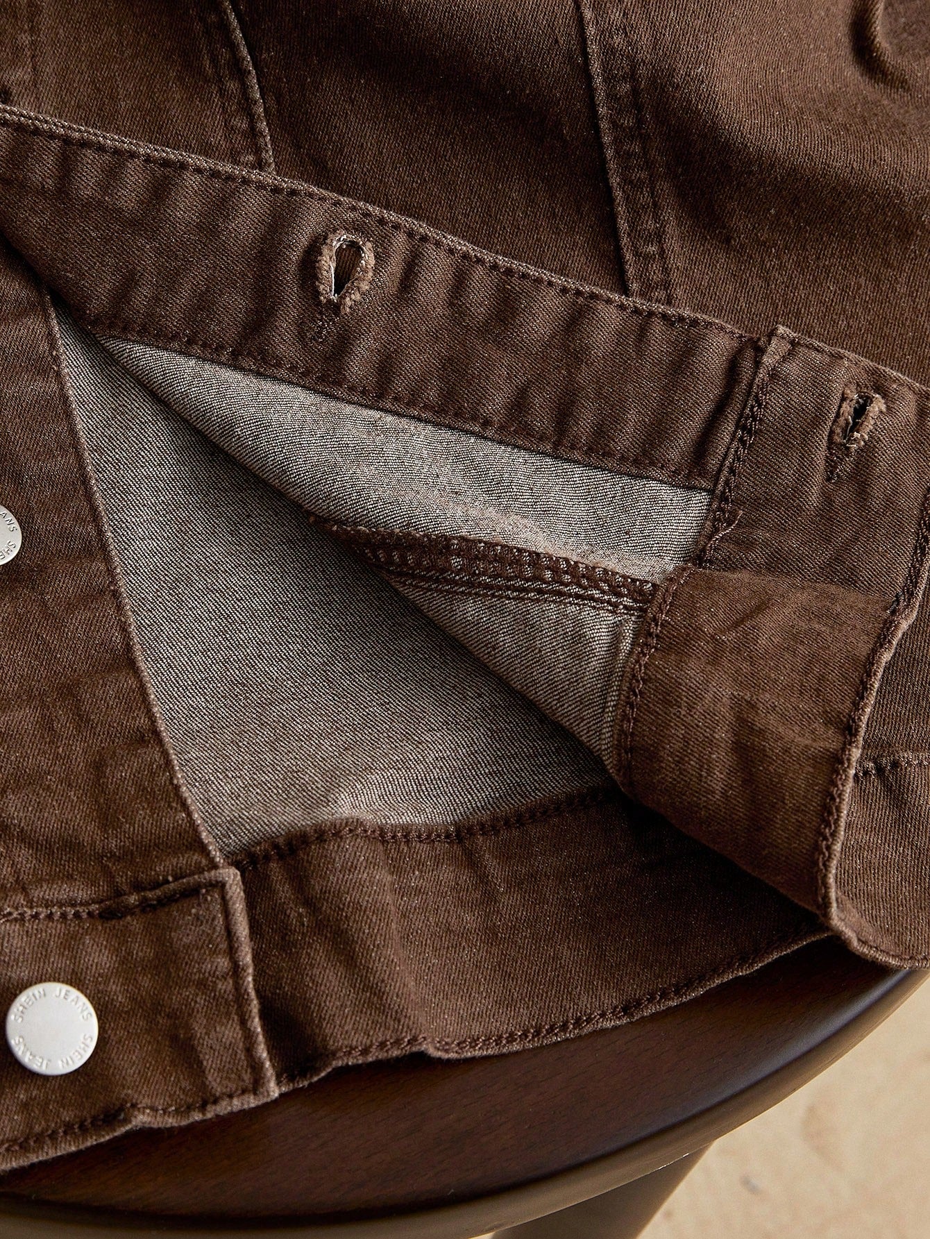 Jaqueta Denim Casual Masculina com Botões na Frente, Manga Longa e Bolso, Desgastada