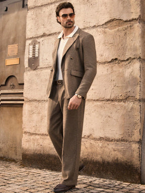 HIMLAND 2 peças/Conjunto Terno Casual Solto Tecido Homens, Conjunto de Linho Homens Terno Casual, Old Money