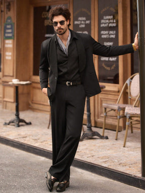 HIMLAND 2 peças/Conjunto Terno Casual Solto Tecido Homens, Conjunto de Linho Homens Terno Casual, Old Money