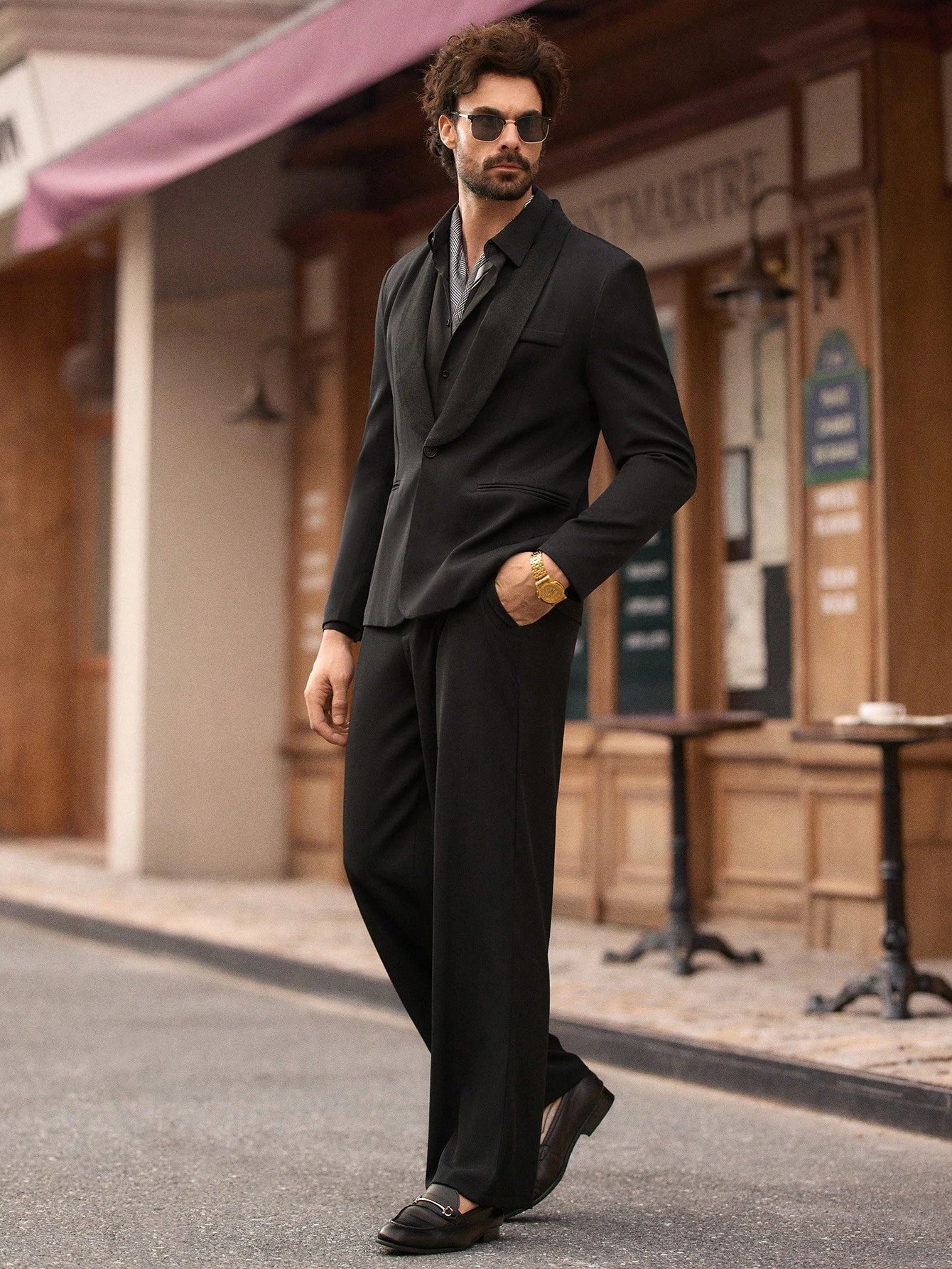 HIMLAND 2 peças/Conjunto Terno Casual Solto Tecido Homens, Conjunto de Linho Homens Terno Casual, Old Money