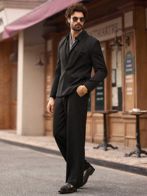 HIMLAND 2 peças/Conjunto Terno Casual Solto Tecido Homens, Conjunto de Linho Homens Terno Casual, Old Money