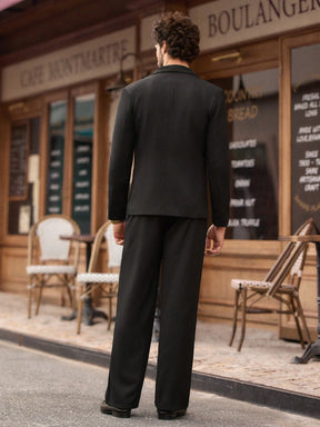 HIMLAND 2 peças/Conjunto Terno Casual Solto Tecido Homens, Conjunto de Linho Homens Terno Casual, Old Money