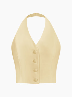 Top Marlowe Halter com Fechamento Elegante