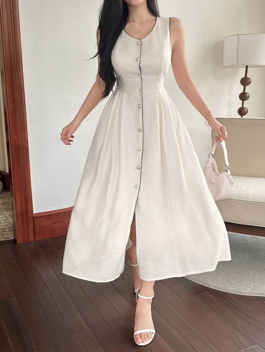 Vestido Midi Francês Retrô